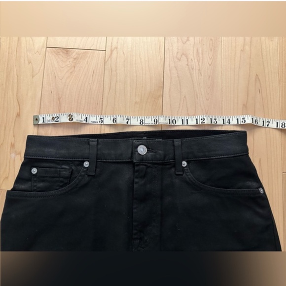 BNWOT- 7 For All Mankind Black Coated Denim Mini Skirt (28) - Picture 8 of 10